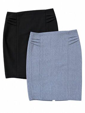 Lot of 2 Express Side Pleated Pencil Straight Skirts Black Denim Size 4